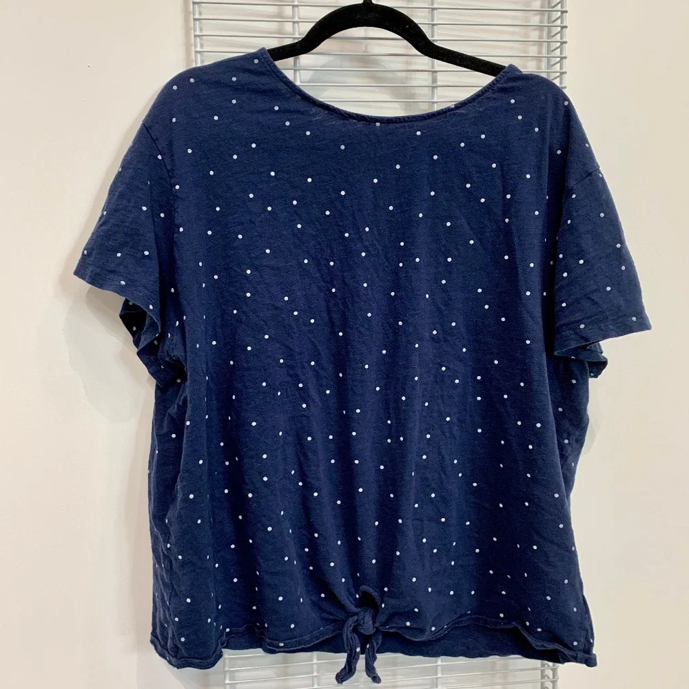 Polka Dot Tee with Tie Detail - Picture 1 of 2